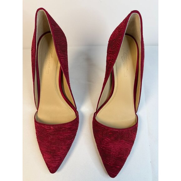 Imagine Vince Camuto Ossie Women Size 7 Slate Red Wine Pleated Fabric Stiletto - Picture 3 of 14